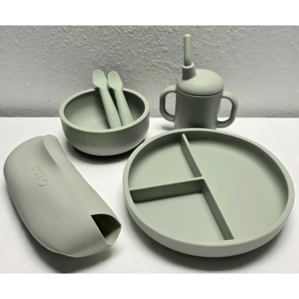 Lalo 6pc Silicone First Bites Full Kit Feeding Set - Sage